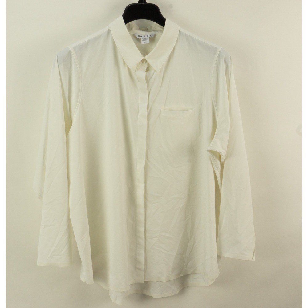 Athleta Urbanite Top 2.0 White Performance Button Up Shirt Womens 1X 981471-00